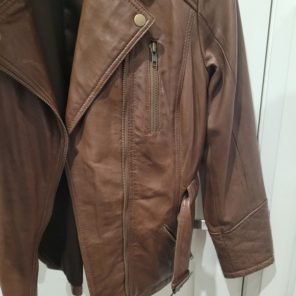 GENUINE ITALIAN leather Jacket, brown, womans, medium - Picture 3 of 5